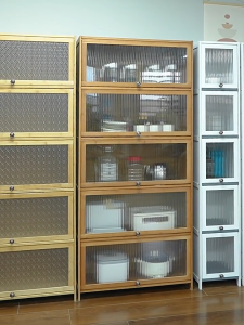 Bamboo Kitchen Storage Cabinet Kitchen Cabinet Changhong Glass Transparent Door Cabinet 厨房储物柜