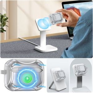 Compatible with AirPods Pro 2nd/1st Airpods Pro 2 Airpods 3 4 Case with Secure Lock ClipAutomatic Pop-up Case Full-Body Shockproof Hard Protective Cover Compatible with AirPods Pro 2