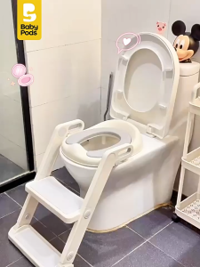 Kệ bậc thang kết hợp bệ ngồi toilet 2in1 cho bé Bapypods đệm PU mềm mại tùy chỉnh độ cao 5 mức