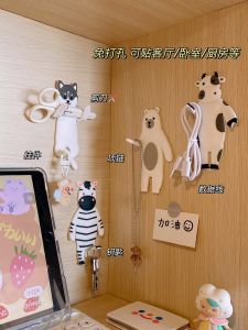 Cute Hook Punch-Free Non-Marking Strong Viscose Dormitory Holding Clothes Door Back Storage Rack Bedroom Wall-Mounted Hook