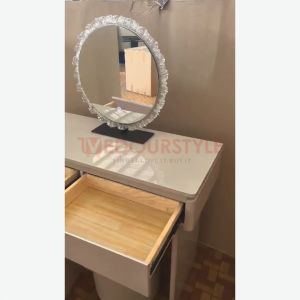 (Free Installation)Vedourstyle Meja Solek/Minimalist MakeupTable/Dressing Table Crystal Mirror奶油风梳妆台