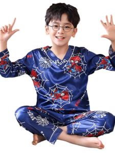 Bộ Đồ Ngủ Lụa Băng Tay Dài Mùa Hè Cho Trẻ Em Bộ Đồ Mặc Nhà Cho Bé Trai Và Bé Gái Bộ Đồ Mặc Nhà Bằng Vải Cotton Pha Trộn Polyester Thoải Mái