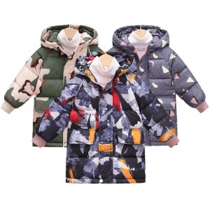 2026 New Fashion Kids Hooded Warm Coats Autumn Winter Thicken Down Jackets Boys Girls Windproof Zip Long Parkas Children Clothes