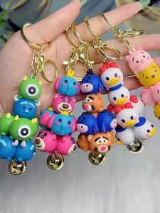 Gantungan Kunci Disney Tsum Tsum Mickey Minnie Lotso Pooh Monster Inc Piggy Pig Donald Keychain