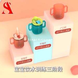 Mug Gelas Minum Anak Training Cup Gelas Belajar Minum Bayi Balita Dengan Sedotan Anti Tumpah