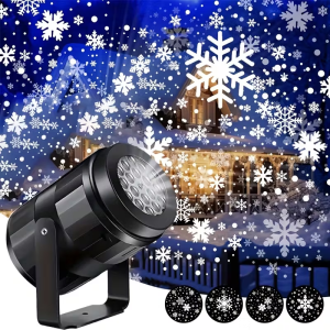 Christmas Decoration White Snowflake Projector Light USB Powered Rotating Stage Lamp for Indoor Holiday Party Xmas New Year Gift