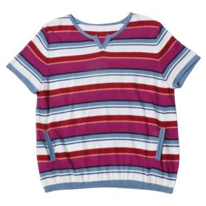 WUSEWUWEI | เสื้อเชิ้ตแขนสั้นผ้าฝ้ายแท้สีฟ้าและม่วงลายทางแบบหลวมๆ สไตล์ลำลองสำหรับฤดูร้อน 25 ปี ไม่มีกลิ่นหรือสี