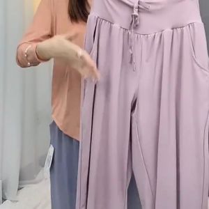 SPORTSLOVERS Cool Feeling UV Protected Loose Casual Long Pants with Pockets for Women Breathable UV-resistant Outdoors