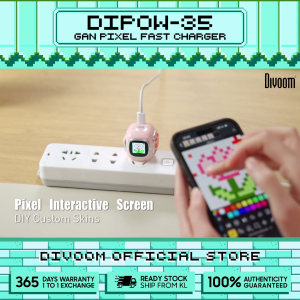 Divoom DIPOW-35 Starry Black GaN Pixel Fast Charger 35W High-Speed Charging Mini Charger