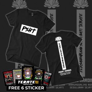 KAOS PSHT DESAIN TERBAIK PSHT TUGU | SABLON DEPAN TULISAN LATIN PSHT HITAM PUTIH | BELAKANG GAMBAR TUGU | DISTRO KUALITAS PREMIUM FREE STICKER