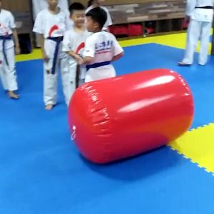 Inflatable Yoga Mat Backflip Taekwondo Gymnastics Mat Cylindrical Pvc Protection Mat For sChildren Tumbling Inflatable Waist Protection Pad