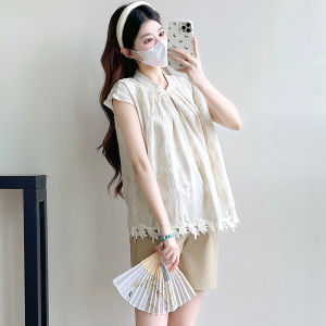 Maternity Short Sleeve Thin Cheongsam-Style Versatile Blouse