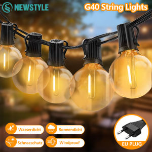 15M Outdoor G40 LED Globe String Lights Dimmable Waterproof Shatterproof Light Strings with 25 Bulbs Connectable Hanging Lights