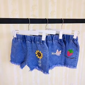 1-5 Years Children Girls Jeans Summer Sunflower Print Short Pants