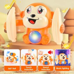 Kids Electric Rolling Monkey Musical Tumbling Voice Control Toy Baby Education Learning Toys Gift