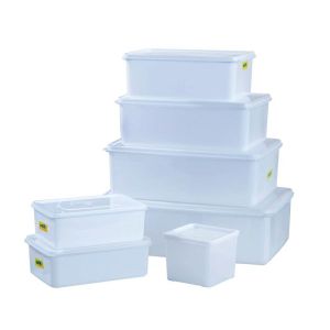 Food Grade Plastic Storage Box Sealed Cover Long Rectangle Kitchen Fridge Preservation Container Commercial Use Thick