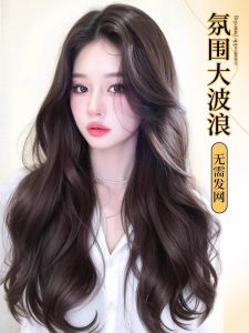 No-Maintenance Womens Full Head Cover Long Curling Fake Hair Realistic Top Piece Fake Hair Easy to Wear And Comfortable