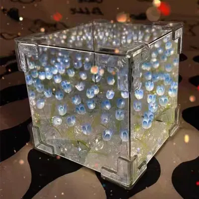 Đèn Ngủ Hình Khối Hoa Tulip 3D Sáng Tạo Tự Làm Dành Cho Các Cặp Đôi Và Bạn Gái Chất Liệu Thủy Tinh Mô Hình Thu Nhỏ Kèm Hộp Quà