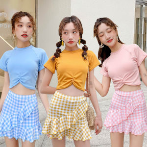 LUOKE New Swimwear for women 2 Piece Set bikini separates Skirt Female blouse Bathing Swimming Suit