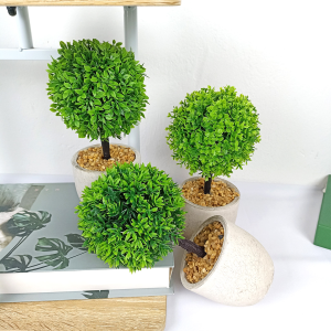 Tanaman Hias Pot Bunga Bonsai Daun Bulat Ornamen Artificial Dekorasi Hiasan Rumah COD PBP199