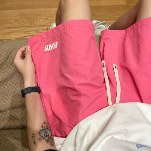 Dopamine Pink Mens Shorts Casual Beachwear Quick Dry Loose Fit Sporty Hip Hop Style Summer Fashion Youthful Trendy