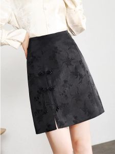 New Chinese Style High Waist A-Line Mini Skirt Womens Fashion Spring Summer Autumn Floral Embroidery Bodycon Short Skirt