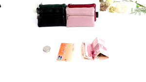 Zipper Womens Genuine Coin Purse PU Leather Key Ring Women Ladies Coin Wallet 1PCS
