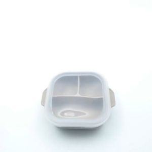 JIYU [JB-012] Silicone Divided Square Bowl with Lid / Mangkok Silikon Suction Kotak dengan Penutup BPA FREE