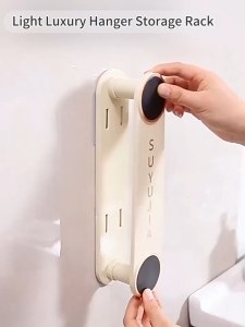Retractable Hanger Organizer Wall Mounted No Drill Bathroom Storage Rack