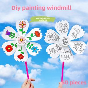 Childrens Creative Doodle Windmill DIY Handmade Material Kit Kindergarten Educational Coloring Gift Festival Decoration