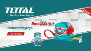 Thước kéo thép nền vàng 5mx32mm/8mx32mm TOTAL TMT80532/TMT80832.