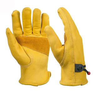 Leather Work Gloves Soft Cowhide Welding Security Protection Safety Workers Mechanic Driver Hunting Driving Farm Garden Glove