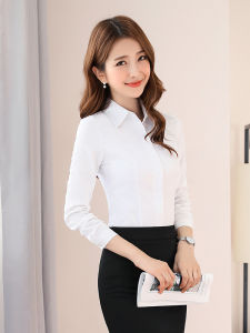Áo Sơ Mi Trắng Dài Tay Cho Nữ Phong Cách Mới Chuyên Nghiệp Váy Công Sở Màu Xanh Áo Sơ Mi Cổ Vuông Thường Ngày Mùa Xuân