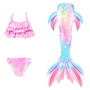 ประกันภาพ: สาวหางนางเงือกชุดว่ายน้ำสีชมพูสำหรับเด็กความสูง 100-155 เซนติเมตรหางปลาเครื่องแต่งกายชุดของขวัญคอสเพลย์