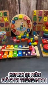 Combo 6 món đồ chơi gỗ phát triển trí tuệ cho bé - Đồ chơi gỗ thông minh