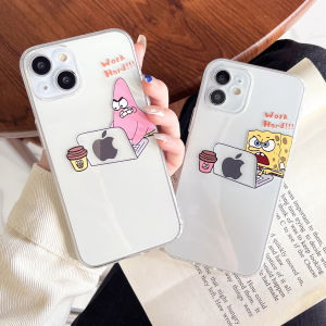 เคสโทรศัพท์ซิลิโคน SpongeBob SquarePants Patrick Star สำหรับ iPhone 13 Mini iPhone 12 pro Max ป้องกันการตกหล่นแบบใสสำหรับผู้หญิง