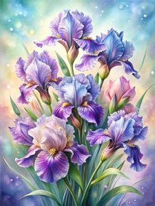 Tranh Thêu Kim Cương Hoa Iris HUACAN Đính Đá Đầy Đủ Thủ Công Mỹ Nghệ Quà Tặng Độc Đáo Nghệ Thuật Hoa Hình Vuông Tròn Nhựa Resin Tự Làm