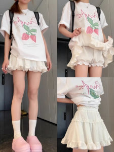 Váy Ngắn Chữ a Màu Trắng Kiểu Pháp Cỡ Lớn Cạp Cao Cho Nữ Mùa Hè Váy Ngắn Phong Cách Công Chúa Váy Ngắn Xếp Nếp