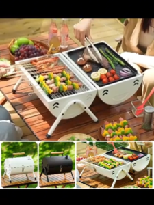 Barbecue Oven Portable BBQ Grill Charcoal Grill Foldable Outdoor Camping Grill Picnic Cooking Stove for Family Party Travel Use