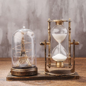 1 Minute Golden Vintage Hourglass Timer Night Light Pen Holder for Gifts Games Kitchen Decoration