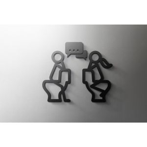 CIFbuy | Male and Female WC Bathroom Sign - 3mm Acrylic Restroom 3D Toilet Modern Minimal Restaurant Hotel Door Sign - Self Adhesive