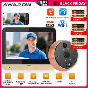 Chuông Cửa Video Wifi Awapow 3MP Tuya Với Camera Mắt Thần Tích Hợp Cảm Biến Chuyển Động PIR Hệ Thống An Ninh Nhà Thông Minh Không Dây Liên Lạc Nội Bộ Cho Tự Động Hóa Nhà Cửa