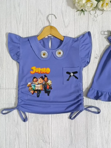 Setelan Anak Karakter Animasi Jumbo Celana Pendek Usia 1-7 Tahun