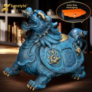 sanstyle | Good Fortune and Protection Dragon Turtle Statue Bronze