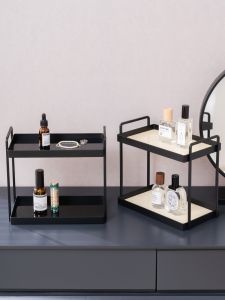 Acrylic Desktop Dual Layer Storage Rack Cosmetic Perfume Tray Multi Purpose Storage Box Aromatherapy Organizer Simple Luxury