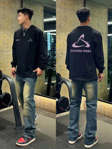 Vibe Retro American Style Mens Long Sleeve Cotton T-shirt Trendy Design Casual Versatile Spring Autumn Top Quality Material