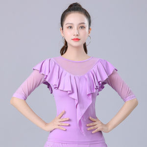 Modern Dance Top Summer Women Adult Latin Dance Costume Jitba Social Dance Short Sleeve Top