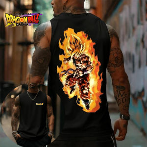 Bandai | Mens Vest Dragon Ball Explosion Sun Wukong Printing Spring Summer New Sports Fitness T-shirt Fabric Comfortable and Not Bound