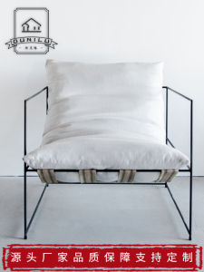 Onee Road Nordic Single Sofa Living Room Simple Style Furniture Iron Studio Detachable Washable Cotton Linen Couch