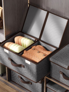 กล่องเก็บของแบบพับได้ป้องกันฝุ่น ผ้าฝ้าย ผ้าลินิน ชั้นวางเสื้อผ้าชั้นใน รองเท้า กล่องเก็บของแบบเรียบง่าย กล่องเก็บของสำหรับใช้ในบ้าน